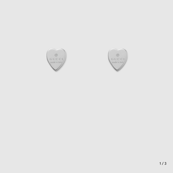 Gucci Silver Heart Logo Stud Earrings - Picture 11 of 12